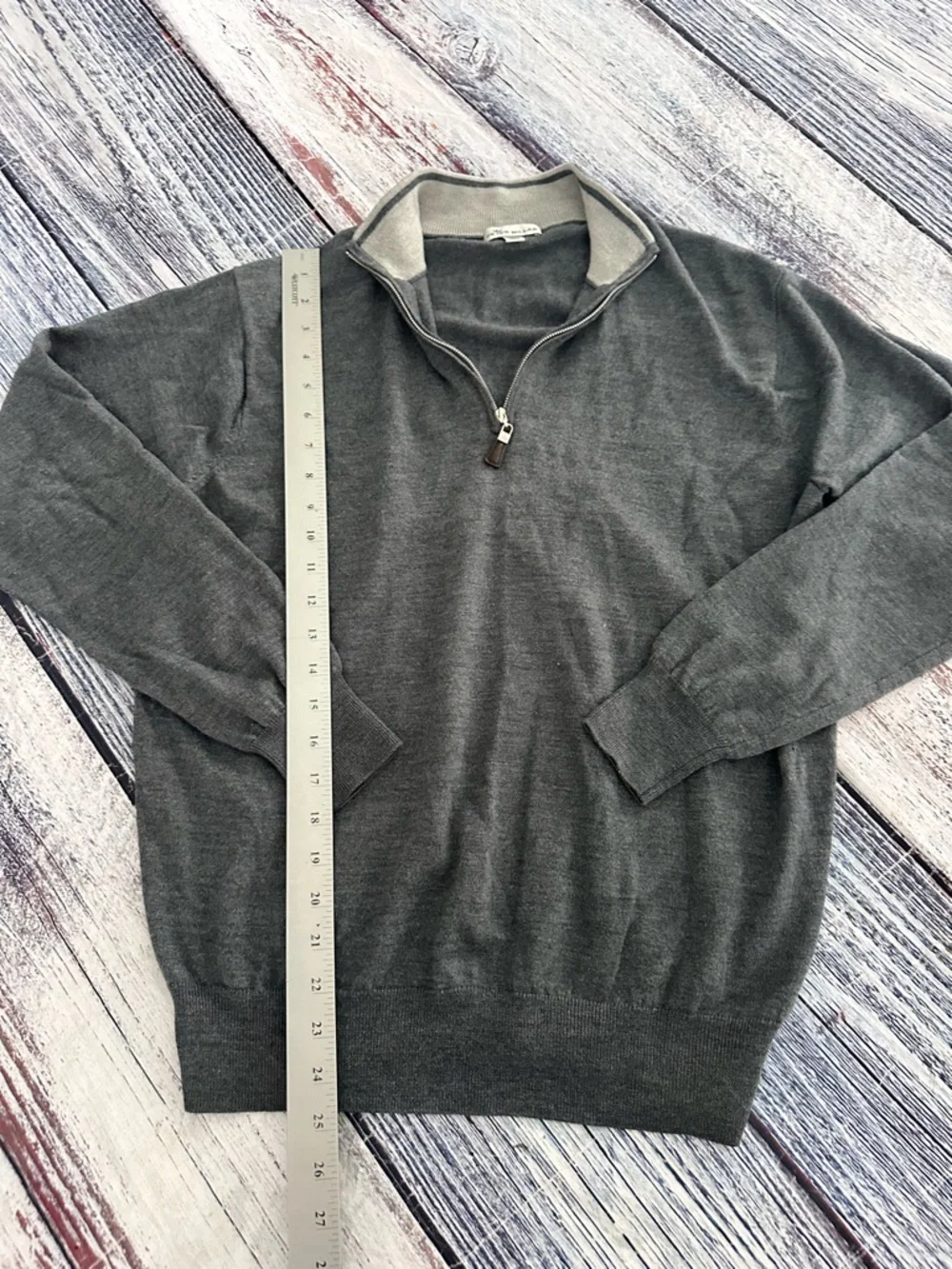 Peter Millar Merino Wool/Silk Men's Charcoal 1/4 Zip-Neck Sweater